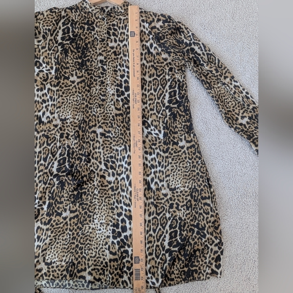 Zadig and Voltaire Sz Medium Retouched Satin Leo Dress Long Sleeve Animal Print - Picture 15 of 15